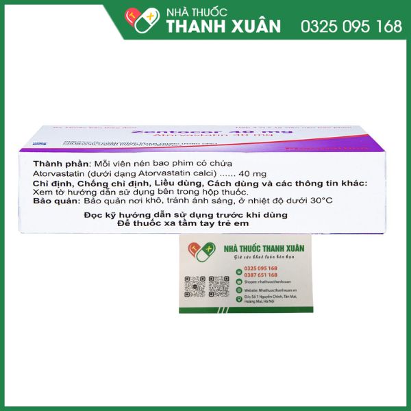 Zentocor 40mg trị rối loạn mỡ máu (3 vỉ x 10 viên)